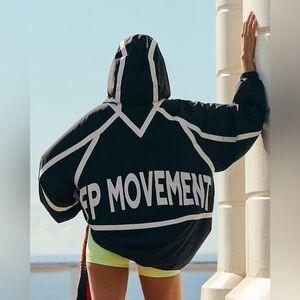 Free People Movement Cares Like the Wind Block Logo Combo Jacket Black Size S
